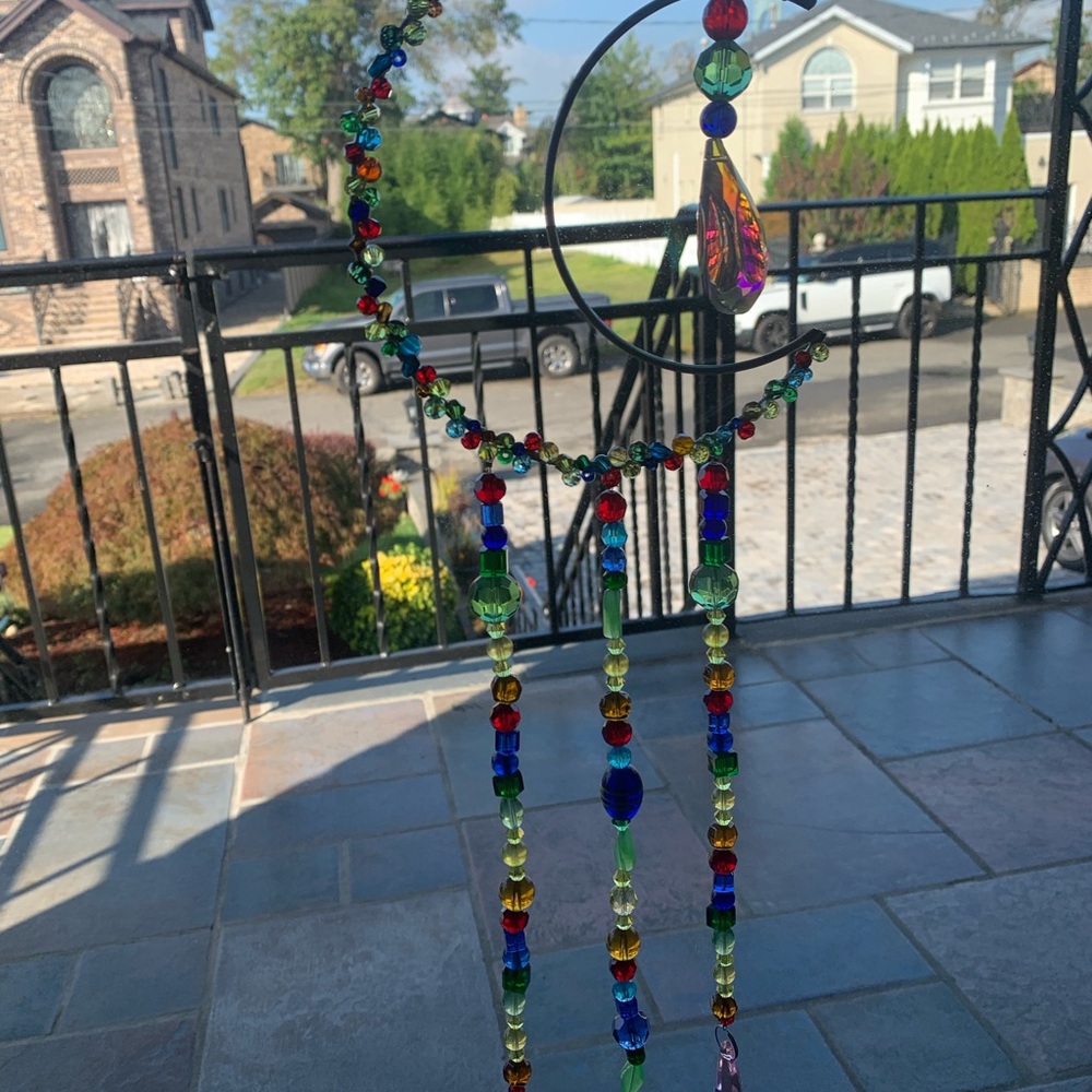 Colorful Handmade Beaded Crescent Moon Sun Catcher - Picture 8 of 12